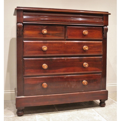 779 - A Victorian mahogany chest of drawers, formed from a cushion frieze drawer over two short and three ... 