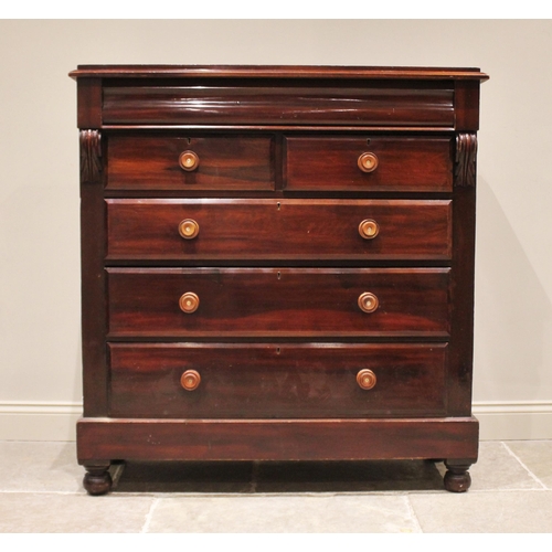 779 - A Victorian mahogany chest of drawers, formed from a cushion frieze drawer over two short and three ... 