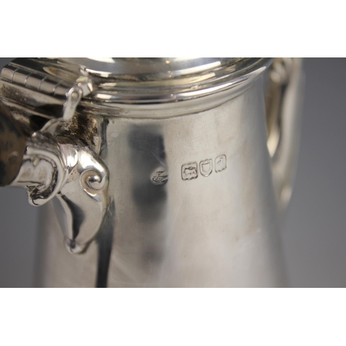 54 - A late Victorian silver coffee pot, London 1899 (maker's marks worn), of tapering cylindrical form o... 