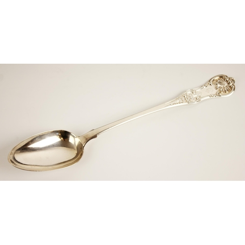 67 - A Victorian Scottish Queen's pattern silver basting spoon, William Arthur, Glasgow 1861, the thumbpi... 