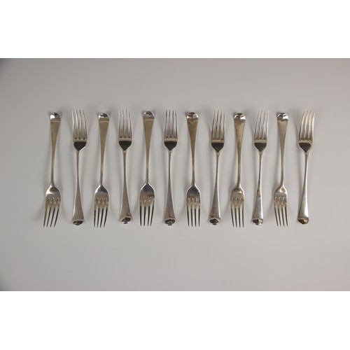 80 - A George III silver canteen of Old English pattern cutlery, George Smith (III) & William Fearn, comp... 