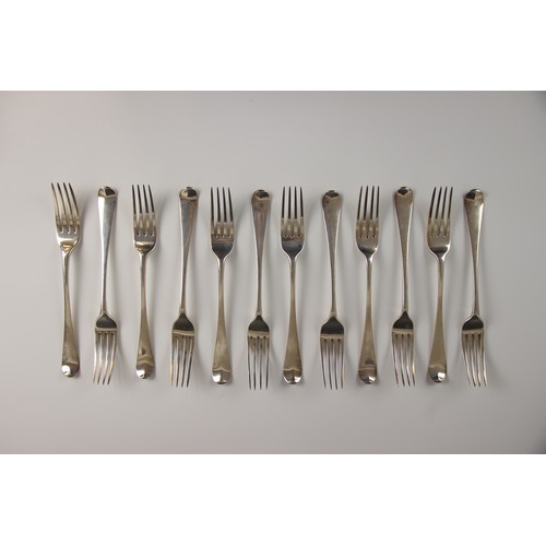 80 - A George III silver canteen of Old English pattern cutlery, George Smith (III) & William Fearn, comp... 