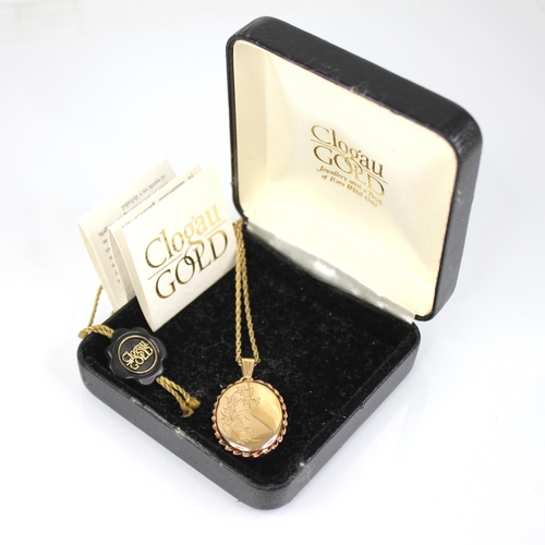 109 - A Clogau 9ct gold locket pendant, the oval shaped locket engraved with daffodils, rope twist border,... 