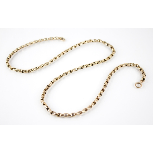 113 - A Victorian 9ct gold belcher link chain, later spring ring and loop fastening, stamped ‘9c’, 52cm lo... 