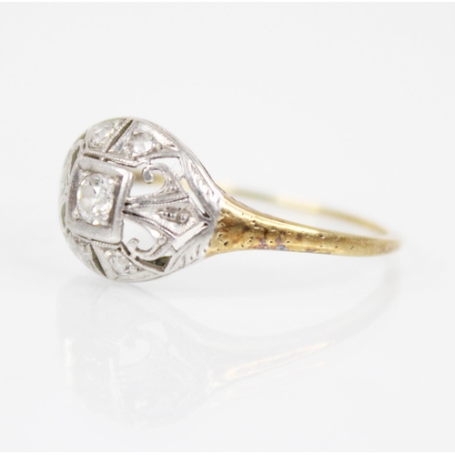 127 - An early 20th century diamond ring, the central old cut diamond measuring 2.8mm x 2.8mm x 1.7mm, set... 