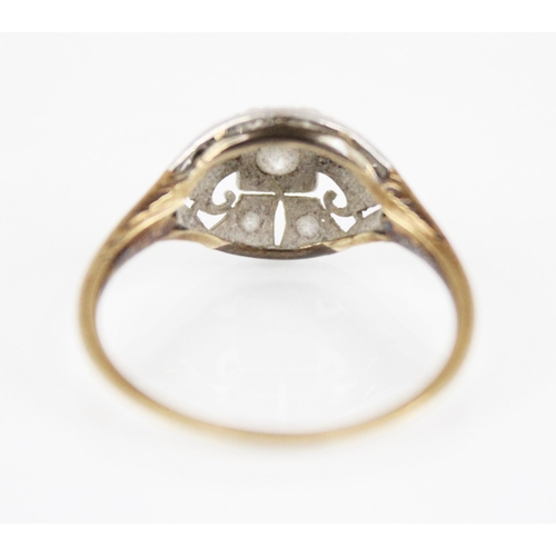 127 - An early 20th century diamond ring, the central old cut diamond measuring 2.8mm x 2.8mm x 1.7mm, set... 