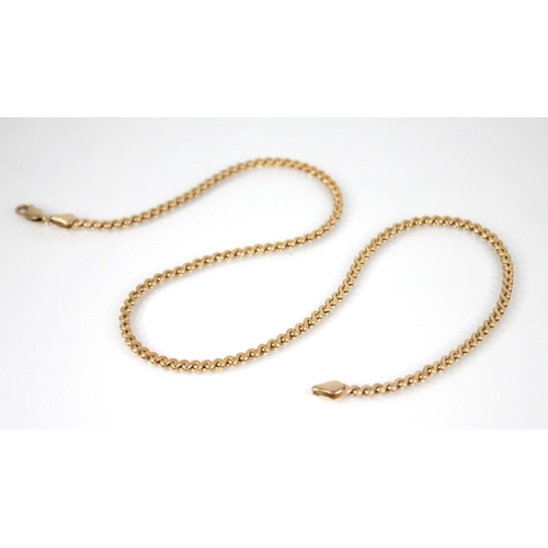 141 - A 9ct gold s-scroll link chain, lobster claw and loop fastening, 39cm long, weight 13.2gms