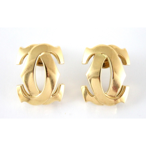 148 - A pair of Cartier 'C de Cartier' 18ct gold earrings, modelled as interlocking C motifs, signed Carti... 