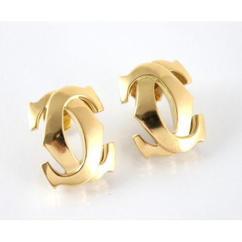 148 - A pair of Cartier 'C de Cartier' 18ct gold earrings, modelled as interlocking C motifs, signed Carti... 