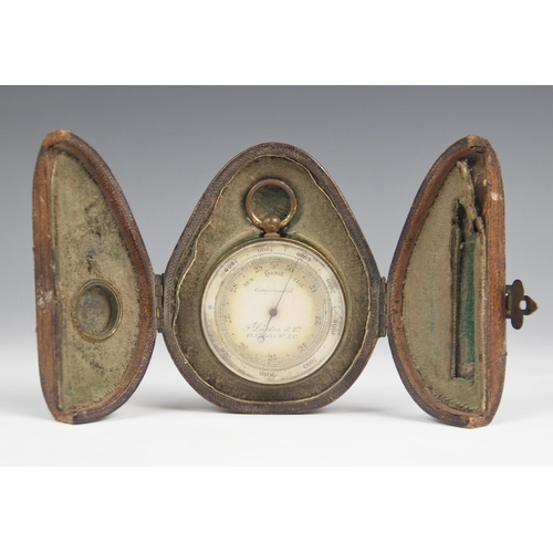 150 - A 19th century compensated pocket barometer by F. Darton & Co, the circular dial contained within br... 