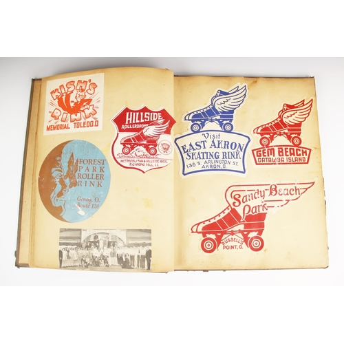 170 - An album containing a collection of vintage American roller skating ephemera from the 1940s and 1950... 