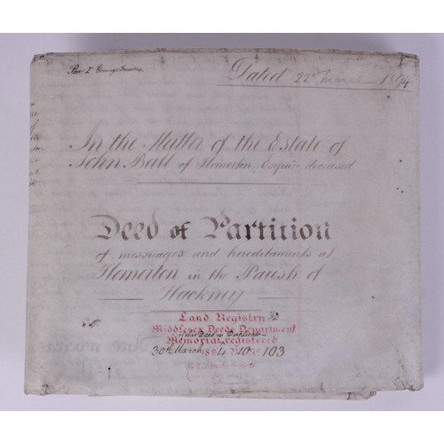 174 - An eight page indenture, late 19th century, between James Young, John Burman and others regarding pr... 