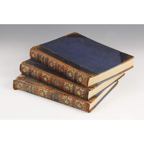 185 - Brett (Walter)(Ed), THE NEW BOOK OF GARDENING, 3 vols, 3/4 leather, blue cloth boards, colour fronti... 