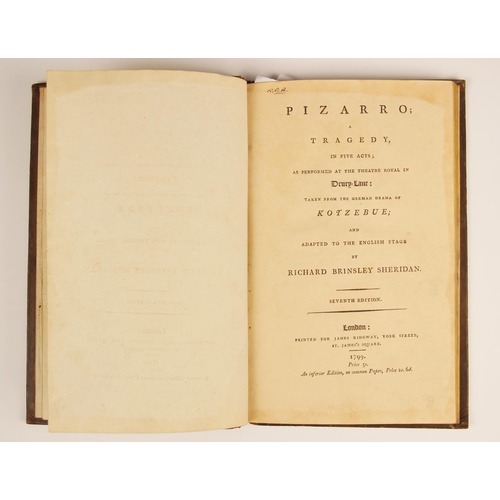 191 - Sheridan (Richard Brinsley), PIZARRO; A TRAGEDY IN FIVE ACTS; As Performed At The Theatre Royal In D... 