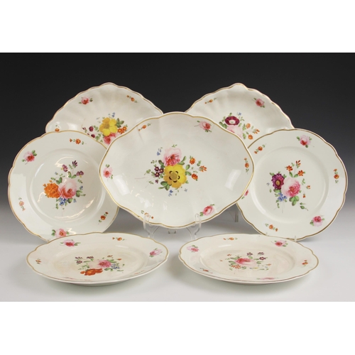 458 - Sixteen Bloor Derby cabinet plates, early to mid 19th century, comprising; two large oval serving di... 