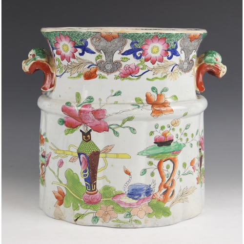 459 - A large ironstone Japan pattern cooler in the manner of Mason's, 19th century, of lobed form with fl... 