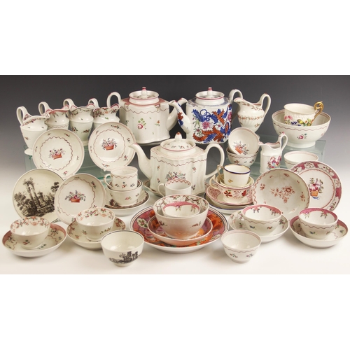 474 - A quantity of 18th century Newhall porcelain tea wares, to include a tobacco leaf pattern commode sh... 