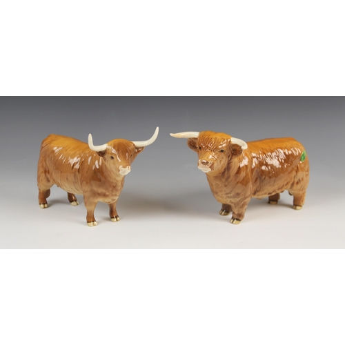 496 - A Beswick Highland Bull, design no. 2008, together with a Beswick Highland Cow, design no. 1740 (2)