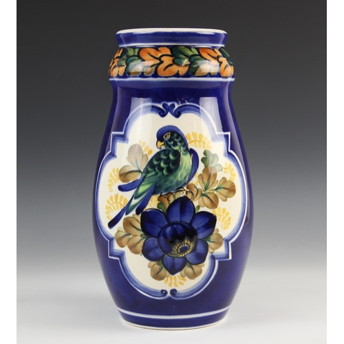 500 - A Royal Copenhagen Aluminia Faience vase, early 20th century, of ovoid form with knopped neck, the b... 