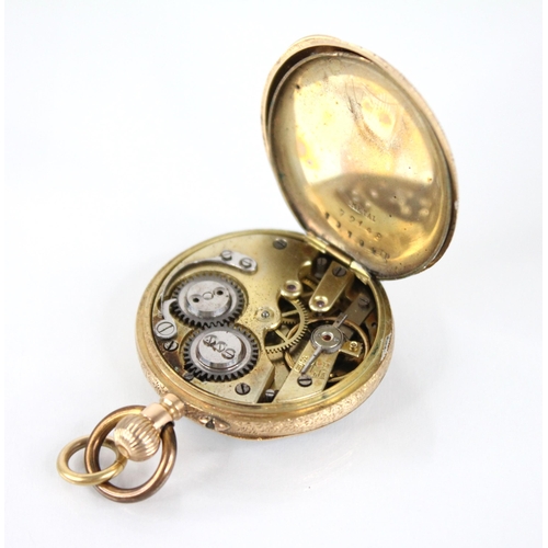 52 - A 19th century continental 14ct gold lady's fob watch, the circular white enamel dial decorated with... 
