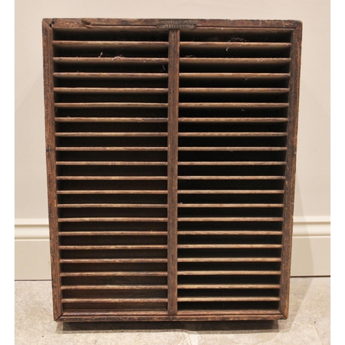 576 - A printers rack by Hampson, Bettridge and Co, London, late 19th/early 20th century, of slatted angul... 