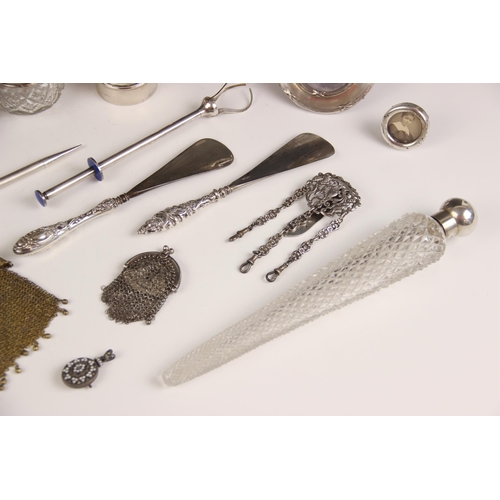 6 - A selection of silver and silver coloured tableware and accessories, to include a Victorian cut glas... 