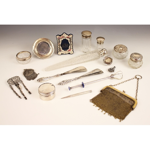 6 - A selection of silver and silver coloured tableware and accessories, to include a Victorian cut glas... 