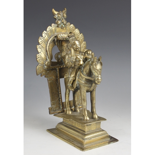 641 - A South East Asian bronze model of Shiva and Mhalsa, 19th century, Shiva depicted as Khandoba and bo... 