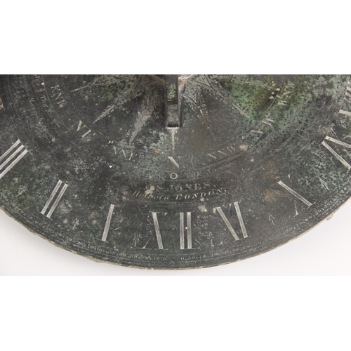 648 - A George III bronze sundial, signed 'W & S Jones, Holborn, London' (active 1795-1810), the circular ... 