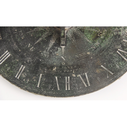 648 - A George III bronze sundial, signed 'W & S Jones, Holborn, London' (active 1795-1810), the circular ... 