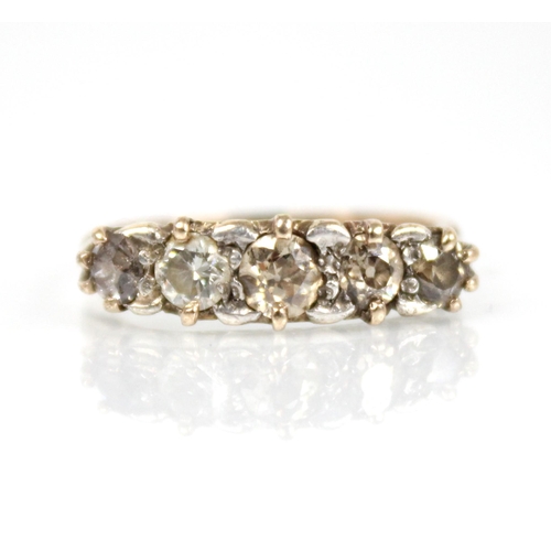 68 - A Victorian diamond five-stone ring, the central old cut diamond measuring approximately 4mm x 4mm x... 