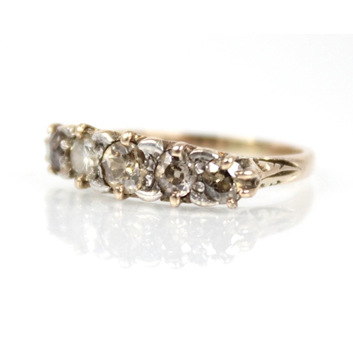 68 - A Victorian diamond five-stone ring, the central old cut diamond measuring approximately 4mm x 4mm x... 