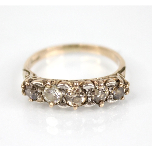 68 - A Victorian diamond five-stone ring, the central old cut diamond measuring approximately 4mm x 4mm x... 