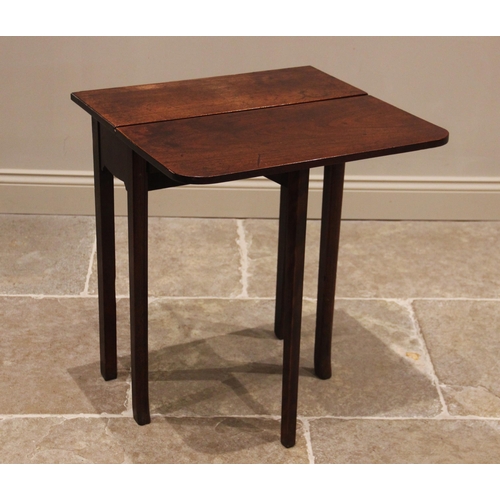 755 - A George III and later mahogany single drop leaf table, the rectangular top with rounded front corne... 