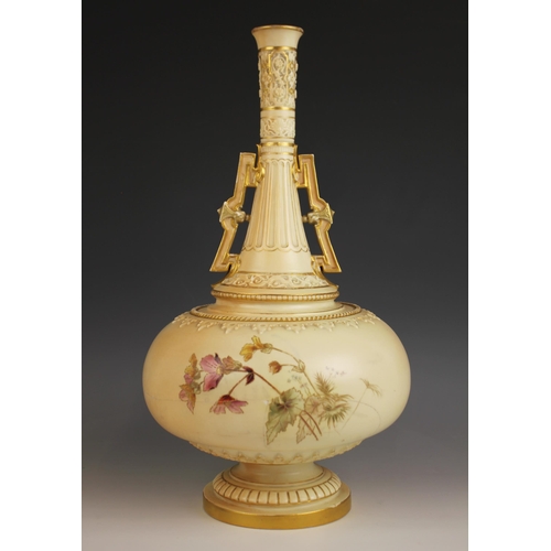 509 - A Royal Worcester blush ivory porcelain vase of large proportions, late 19th or early 20th century, ... 