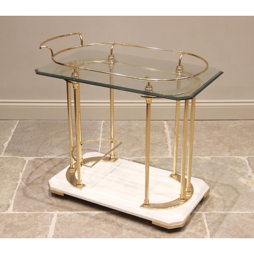 878 - A 'Hollywood Regency' style drinks trolley, mid 20th century, the bevelled and canted glass top cent... 