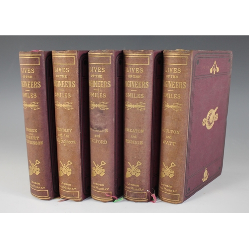 200 - Smiles (Samuel), THE LIVES OF THE ENGINEERS, 5 vols, revised edition, red cloth boards, gilt embosse... 