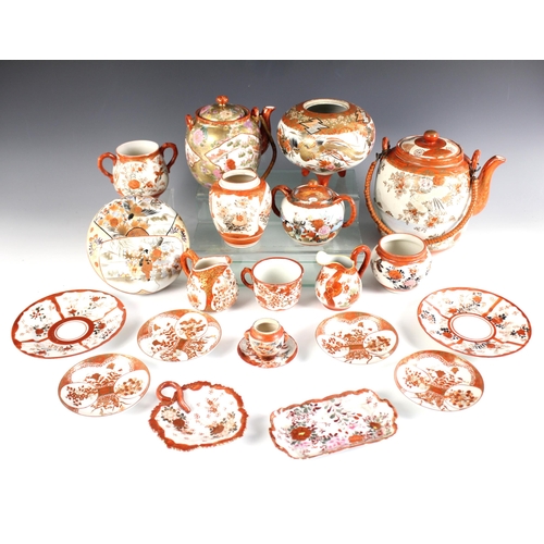 411 - A selection of Japanese Kutani porcelain wares, Meiji period (1868-1912) and later, to include a lar... 