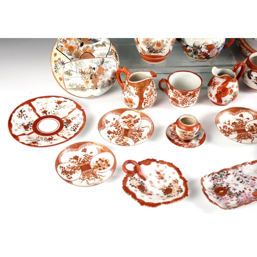 411 - A selection of Japanese Kutani porcelain wares, Meiji period (1868-1912) and later, to include a lar... 