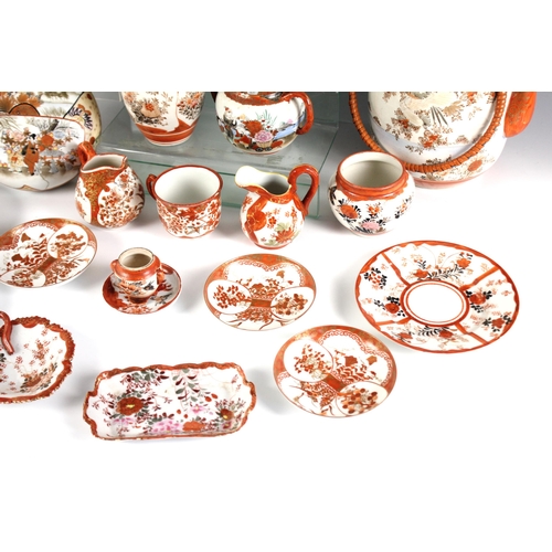 411 - A selection of Japanese Kutani porcelain wares, Meiji period (1868-1912) and later, to include a lar... 