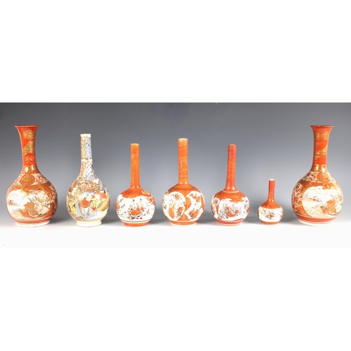 413 - A selection of Japanese Kutani porcelain bottle vases, Meiji period (1868-1912) and later, to includ... 