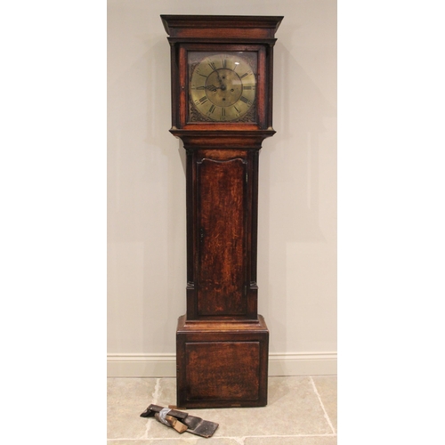 686 - A George III oak and mahogany cross banded eight day longcase clock, signed J Kitchen, Nantwich, the... 