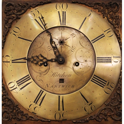 686 - A George III oak and mahogany cross banded eight day longcase clock, signed J Kitchen, Nantwich, the... 