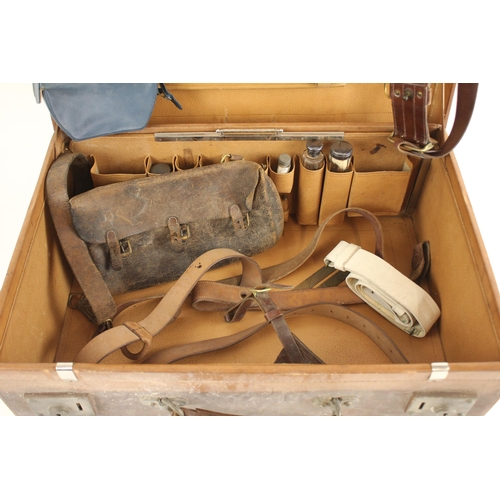 573 - A gentleman's leather suitcase with fitted interior, early 20th century, impressed initials 'R.B' to... 