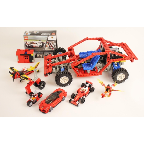 592 - A selection of Lego, to include an 8865 Lego Technic Test Car (assembled but possibly incomplete), w... 