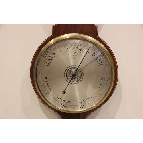 681 - A mid 19th century mahogany wheel barometer by 'Hudson Optician, Greenwich' the architectural pedime... 