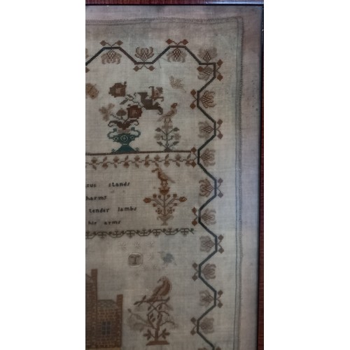 609 - A George IV sampler dated 1829, worked by Mary Worth aged 10 years, worked in silk threads on a fine... 