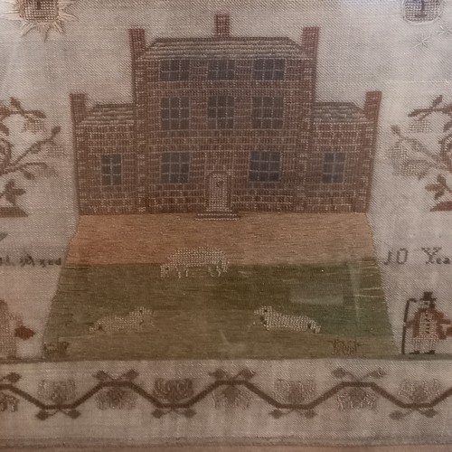 609 - A George IV sampler dated 1829, worked by Mary Worth aged 10 years, worked in silk threads on a fine... 