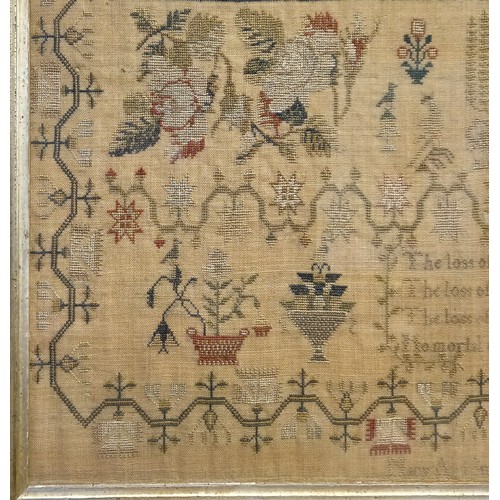 610 - A sampler dated 1830 (? last numeral indistinct), worked by Mary Ann Smith aged 10 years, possibly S... 