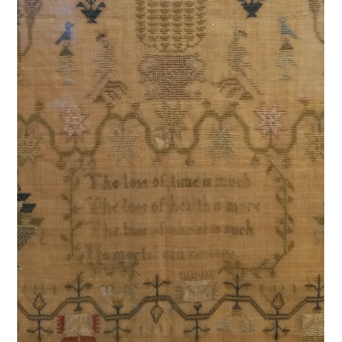 610 - A sampler dated 1830 (? last numeral indistinct), worked by Mary Ann Smith aged 10 years, possibly S... 